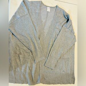 Terra&Sky Medium Grey Tunic Length Ribbed Cardigan